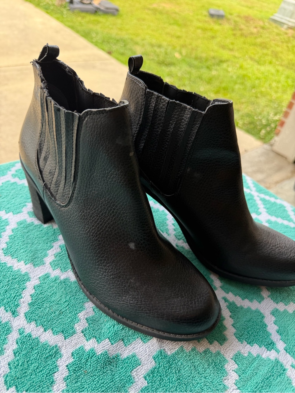 Dr. Scholl's Black Leather Ankle Booties with Elastic Side Panels